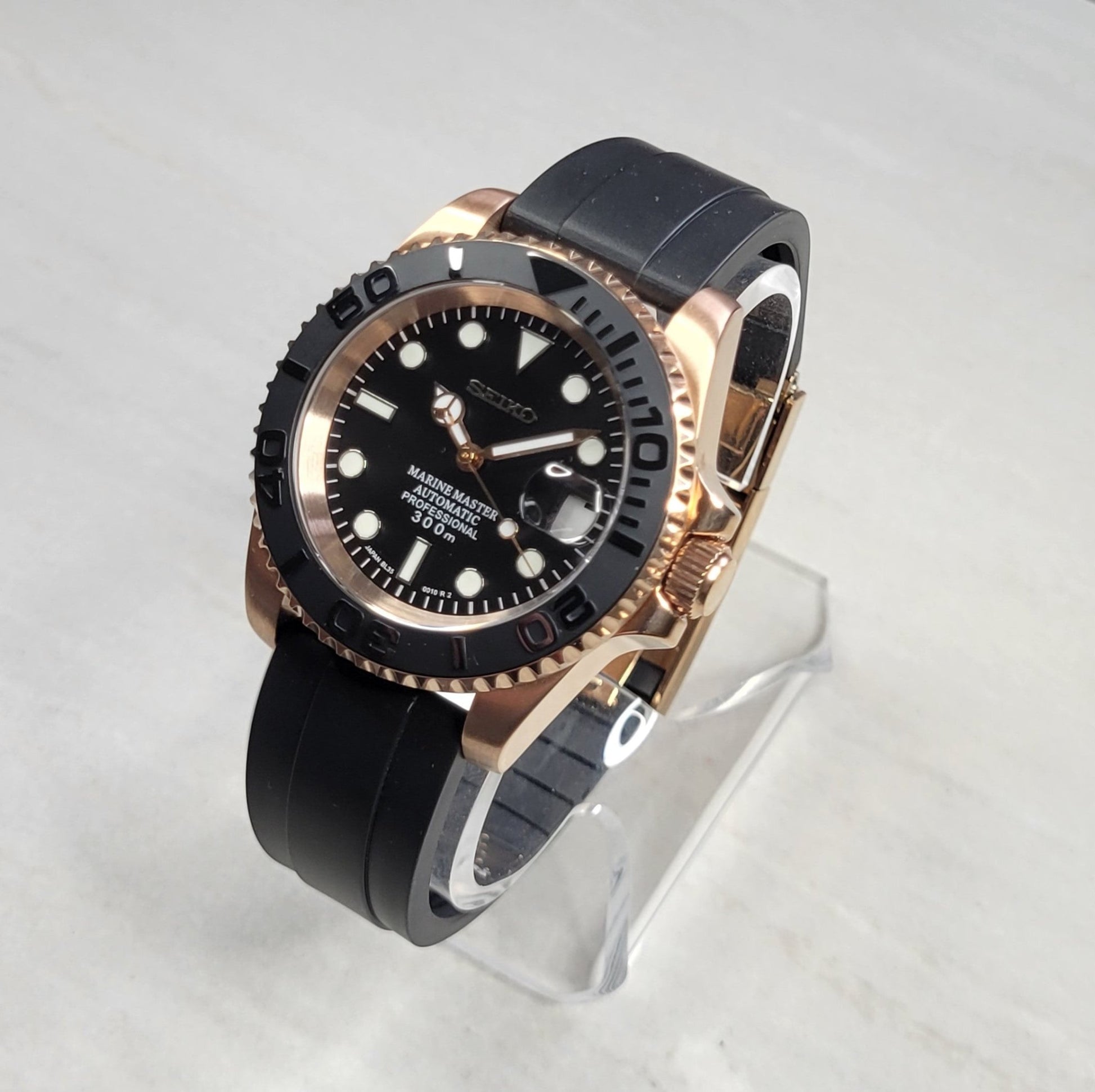 Seiko Custom Mod Watch, Rose Gold - Yacht Style- Powered by NH35 Automatic - Sunshine Custom Watch