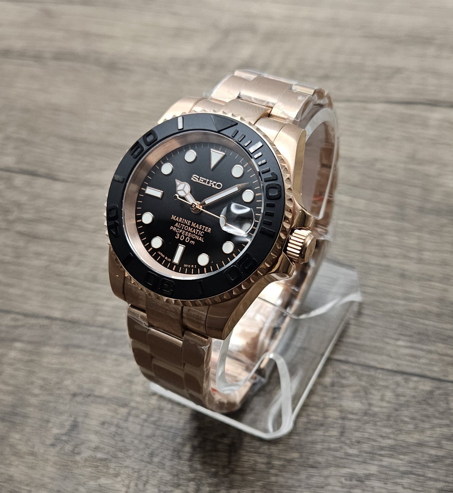 Seiko Custom Mod Watch, Rose Gold - Yacht Style- Powered by NH35 Automatic - Sunshine Custom Watch