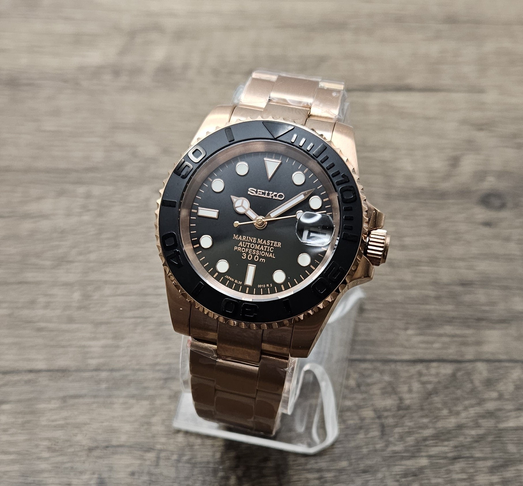 Seiko Custom Mod Watch, Rose Gold - Yacht Style- Powered by NH35 Automatic - Sunshine Custom Watch