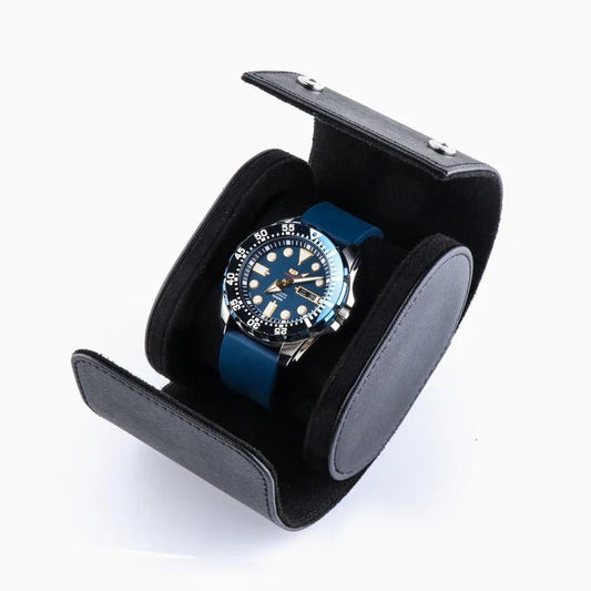 Single Slot Travel Watch Box - Black PU Leather - Sunshine Custom Watch