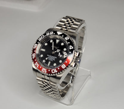 Sub Custom Mod Watch, "Coke" Black/Red Ceramic Bezel, Sapphire w/Cyclops- NH35A - Sunshine Custom Watch