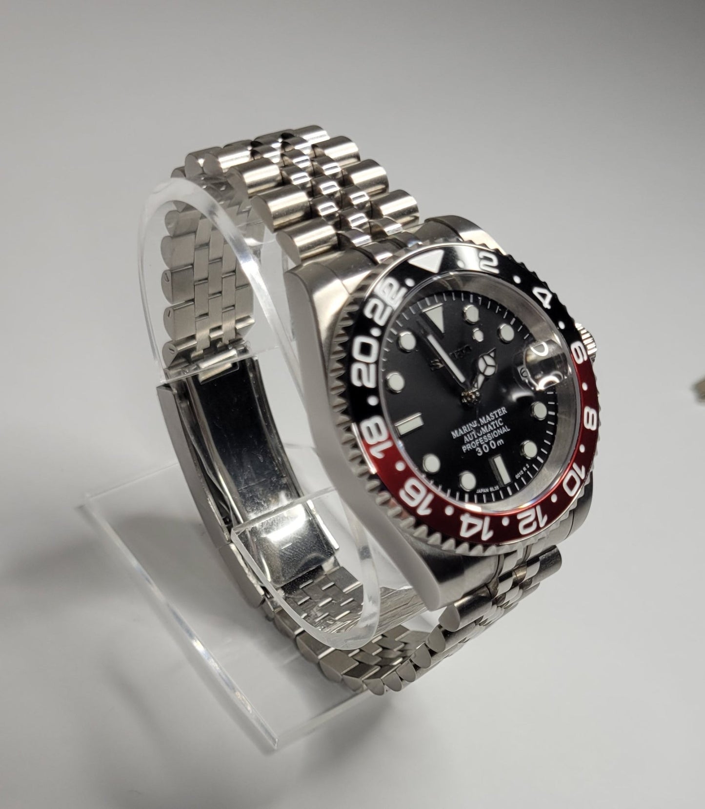 Sub Custom Mod Watch, "Coke" Black/Red Ceramic Bezel, Sapphire w/Cyclops- NH35A - Sunshine Custom Watch