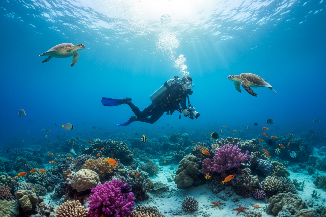 underwater diver scene